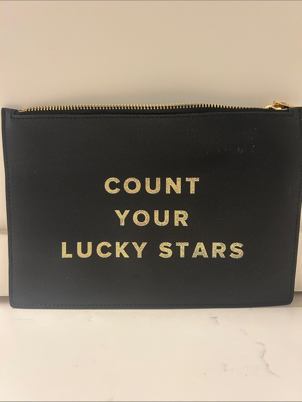 India Hicks  Zip Pouch with Gold 'COUNT YOUR LUCKY STARS'